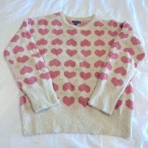 Cream and pink hearts sweater